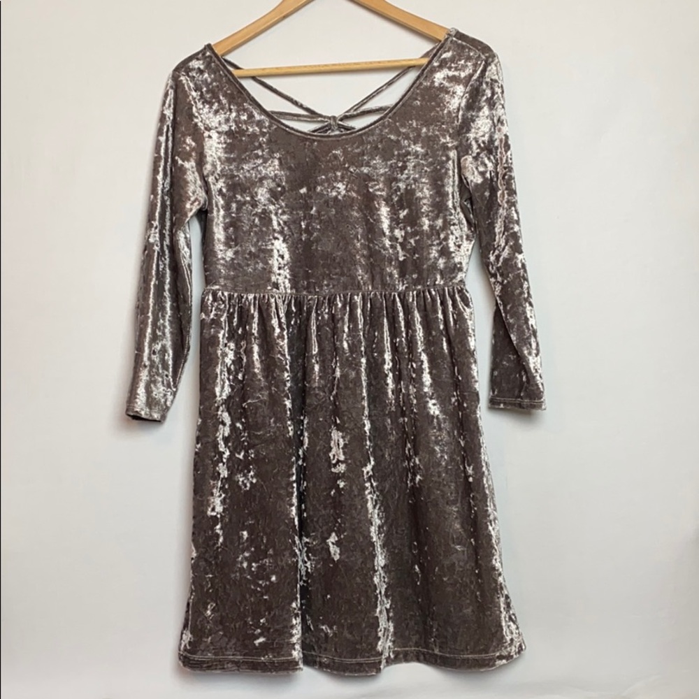 Rhapsody | 90’s Style Silver Grey Velvet Knot Babydoll Witchy Knotted Dress